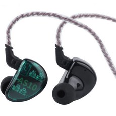 린소울 KZ AS10 5BA 하이파이 스테레오 인이어 이어폰 고해상도 이어버드 헤드폰 0.75mm 2핀 케이블 5개의 밸런스 아마추어 드라이버 노이즈 캔슬링마이크 블랙 포함, Cyan, Without Mic, Cyan, Without Mic
