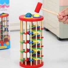 敲敲樂 兒童幼兒益智啟蒙認知教具, 1個, 寶寶敲球落梯打樁敲擊球檯