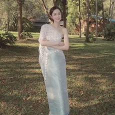 태국 미얀마 여성 다이 의상 민족 공연 무용 전통 스타일 드레스, 01 one size, 38 15