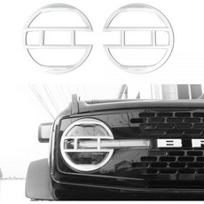 포에트리샤오 브롱코 헤드라이트 가드 커버 2021-2023 포드 브롱코용 램프 트림 보호대 액세서리 흰색, 헤드라이트 램프 가드 커버_흰색