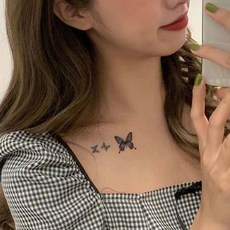 藍色小蝴蝶【WAWA TATTOO】ins男女防水紋身貼紙刺青貼紙K38, 1個