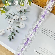 新竹出貨 蝴蝶結花邊織帶 DIY手工裝飾輔料, 9#紫色寬3.5厘米,長10厘米小樣