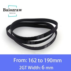 3D 프린터 부품 GT2 6mm 폐쇄 루프 타이밍 벨트 162 164 166 168 170 172 174 176 178 180 182 184 186 188, 07 2GT-166mm, 01 width 6mm