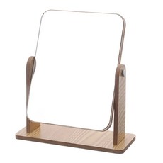 木質化妝鏡 木 - 桌面化妝鏡，角度可調，簡約設計，居家必備, 木質色調