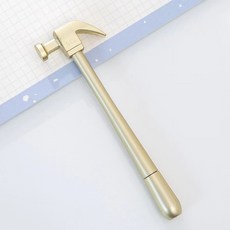 創意個性中性筆0.5mm學生蓋帽式鐵錘扳手造型筆創意搞怪解壓錘子, 1個裝, 錘子中性筆-金色-1個:0.5mm