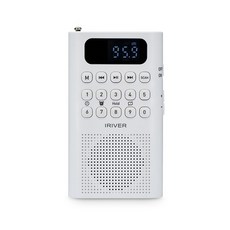 아이리버 휴대용 라디오 IRS-C808 2채널 안테나 mp3플레이어 블루투스 스피커 듀얼이어폰 알람 USB-C 고출력 스피커 세로형 효도라디오 마이크로SD, 화이트
