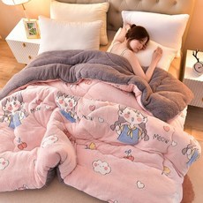 雙面絨被子 加厚保暖雪花絨被芯, 櫻桃女孩 加厚保暖雙麵絨鼕被 ,100x150約1.8斤兒童被顔色隨機