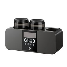 ABOMUS 聯名 牙刷消毒器 漱口杯牙刷架 智能烘乾紫外線殺菌, 黑色, 【2杯黑】牙刷消毒器+自動感應