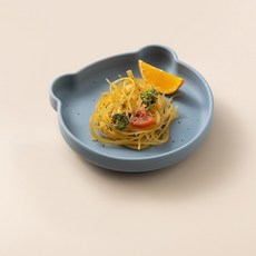 寶寶餐盤硅膠吸盤一體式自主進食防摔兒童小熊餐具輔食碗嬰兒, 1個, 淺藍【食品級硅膠餐盤】:淺藍【食品級硅膠餐盤】