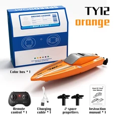 RC 레이싱 스피드보트 미니 리모컨 전기 무선 조종 선박 더블 모터 방수 장난감 어린이 2.4G, 07 Orange