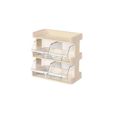 CafeDeck 咖啡零食收納架 三層分類茶包架 桌上型咖啡零食架 辦公桌面茶水間 器具收納置物架, 1個, 奶油白