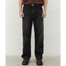 [미나브] 와이드 스트레이트 데님팬츠 [블랙]