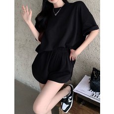 【鏤空設計感】休閒套裝女 運動套裝 短袖T恤 短褲 兩件套 港味時尚 寬鬆顯瘦 夏季薄款 透氣鏤空 日常出街健身