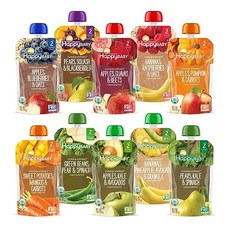 Happy Baby Organics Stage 2 Baby Food Pouches Gluten Free Vegan & Healthy Snack Clearly Crafte, 다양한 팩, N/A, 1개, 113g