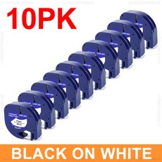Dymo LT100H 라벨 메이커 LetraTag LT-100H 프린터 12mm LT 테이프 91201 91200, 10PK Paper White