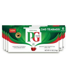 Pg Tips 클래식 카페인 음료를 프리미엄 홍차 피라미드 티백 40개 6팩 210243