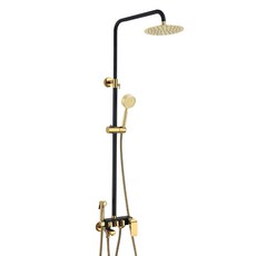 준앤코 BRS 골드 화이트/블랙 해바라기 샤워기 욕실 샤워 수전 레인샤워, BRS01B+(연장봉), 1개