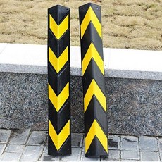 주니톡 주차장 기둥 코너 보호대 직각 고무 가드, 블랙, 2개