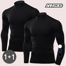 아르메데스 남성용 히트기모 발열내의 터틀넥 상의 2매 AR-25