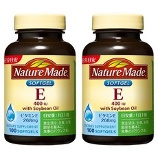 Nature Made 네이처메이드 비타민 E 400IU 위드 소이빈 오일 100소프트젤 2팩, 100정, 2개
