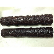 耕硯齋 黑檀木龍鳳文鎮 一對, 詳見包裝