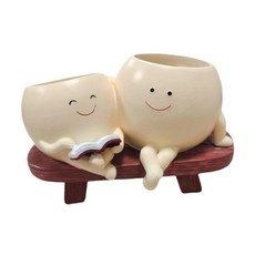 Zeyuan 꽃병 화분 장식 책상 정리함 침실 현관 테이블 책장 장식용 식물 거치대, 합성수지, 흰색 갈색