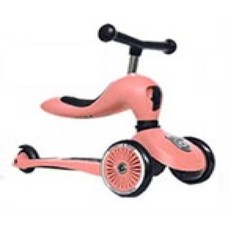 SCOOT AND RIDE Highwaykick 兒童滑板車，可轉換騎乘模式，座椅高度可調，兒童滑板車首選, 蜜桃色, 1個