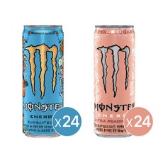 (현대홈쇼핑)몬스터 에너지 망고로코 355ml 캔 24개+몬스터 에너지 피치킨 355 캔 24개, 48개