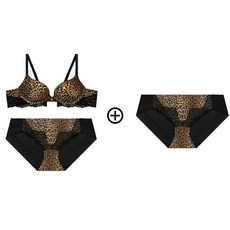 게스 속옷 언더웨어 레오파드나염 레이스매칭 와이어브라노라인 햄팬티2장 세트 GBWBR821BRBP821BR TIB148 BOG027