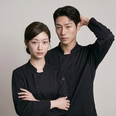 퍼블릭스테이션 올블랙 메쉬 긴팔 조리복