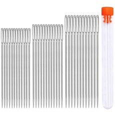 KAOBUY 36 PCS 1.97in 2.13in 2.4in 스테인레스 스틸 대형 눈 바늘 크로스 스티치 바늘 자수 도구 가정용 재봉 도구, 은