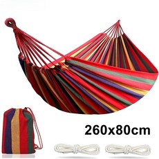 1/2인용 넓고 두꺼운 캔버스 해먹 야외 캠핑 배낭여행 레저 스윙 휴대용 매달린 침대 수면용 해먹, 06 260X80cm Red