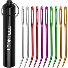 LEONTool 10개 큰 눈 실 다닝 태피스트리 바늘 위빙 알루미늄 구부러진 손 뜨개질 바느질 코바늘 프로젝트용 보관 튜브 포함