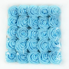 嗨購 7公分PE手工玫瑰花束，DIY婚慶配花，25朵/包, 天藍色