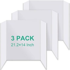 3PCS 트라이폴드 포스터 보드 21 14인치 아트워크 쇼케이스용 화이트 골판지 프로젝트 과학 박람회 학교 프로젝트 디스플레이 및 비즈니스 프레젠테이션