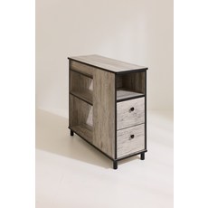 附抽屜架子收納櫃 旋轉邊櫃, 杉木紋