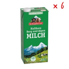 베르히테스가데너 랜드 베르그 운드 알펜 UHT 밀크 팻, 6개, 1L
