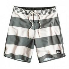 Quiksilver 海灘褲 短褲 泳褲 沙灘褲 衝浪褲 棋盤格紋 條紋 灰白色