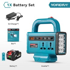YOFIDRA 전동 공구 전원 인버터 DC 18V ~ 220V 어댑터 공급 장치 가정용 기기용 마키타 배터리용, 03 1X 3.0Ah Battery