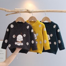 兒童毛衣 加厚卡通小狗繡花針織上衣