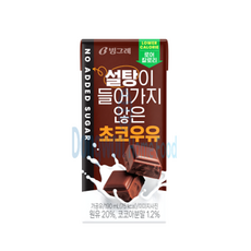 빙그레 설탕이 들어가지 않은 초코우유, 2개, 190ml