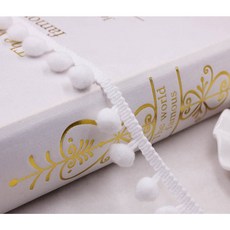 미니 진주 폼폼 프린지 리본 재봉 레이스 니트 원단 수제 DIY 공예 액세서리 4 야드 트림 볼 10 mm, 4yard, white, white