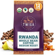 Twiga Coffee 르완다 원두 – 캐러멜 시나몬 시트러스 맛 노트가 있는 미디엄 로스트 아라비카 부드럽고 대담한 컵을 싱글 오리진 프레시 커피 355ml12온스 22107, Rwanda, 355ml, 1개