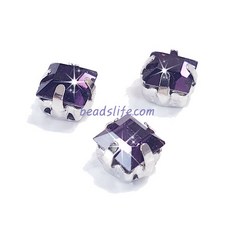 비즈라이프 크리스탈 6mm정사각 캡보석 10개, 1봉, 아메지스트