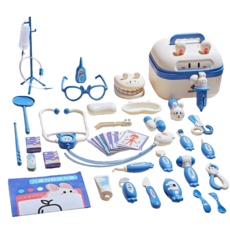 SUUNI DIY 아동 시뮬레이션 수리 키트 소꿉장난감 공구함 나사못 전기 드릴 장난감 선물, 공구함-푸른 색, 1개