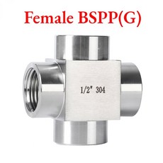 스테인레스 스틸 스플리터 블록 파이프 피팅 커넥터 암수 크로스 4 방향 304 1/8 "1/4" 3/8 3/4 BSP NPT M1, 02 Female BSPP(G), 05 1/2", 1개