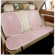 무니유유 자동차 린넨 사계절용 가벼운 통풍 동백꽃 리본 보호매트 시트 앞좌석, 1세트, 핑크 뒷좌석