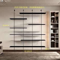 靠牆客廳展示架 牆上置物櫃 辦公室書架 可帶燈架子 陳列架, 長180*25*高200CM (默認不加
