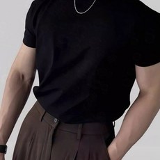 남성 반팔티 라운드넥 기본 화이트 면 여름 무지 티셔츠
