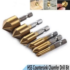 플루트 챔퍼 카운터 싱크 라운드 육각 섕크 목재 챔퍼링 커터 드릴 비트, 1개, 기본, 기본